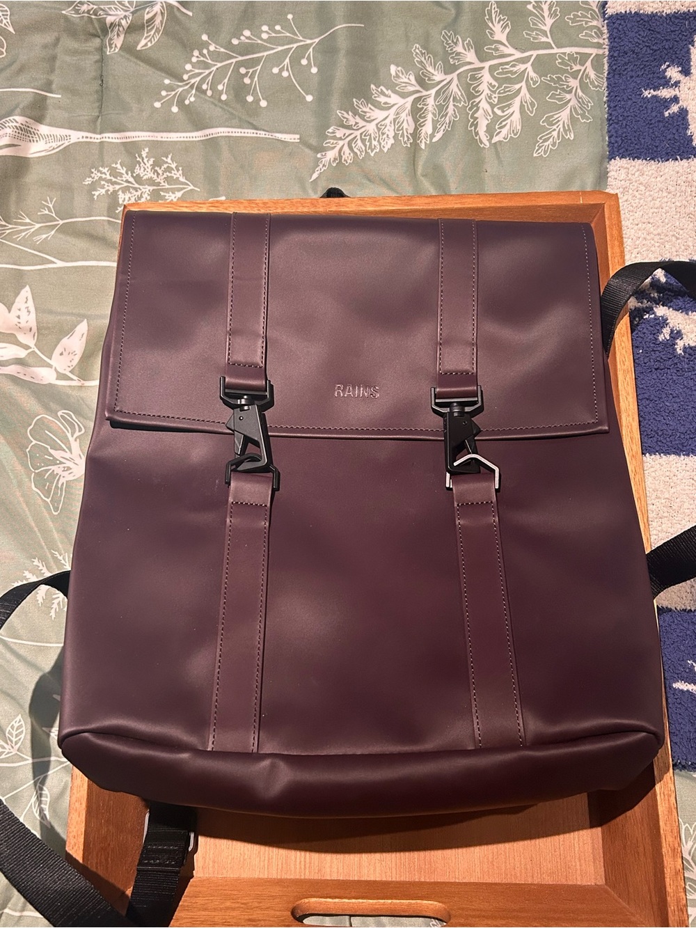 Rains Plum Waterproof Backpack with Black Hardware